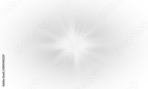 Lens flare sunlight effect with optical rings and bright rays. Stock vector illustration on transparent background.