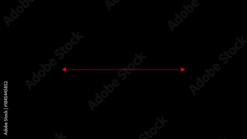 Measuring distance length dotted line animation on transparent background. measuring length dotted line animation concept