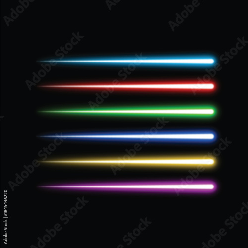 Minimal neon light bars arranged symmetrically on black background canvas