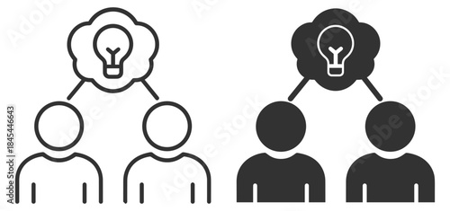 Team idea brainstorming and creative thinking concept, collaboration and innovation icon on transparent background
