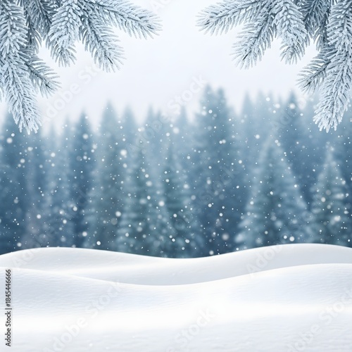 Wallpaper Mural Winter Holiday Background with Snowy Forest, Frosted Branches, and Falling Snow Torontodigital.ca