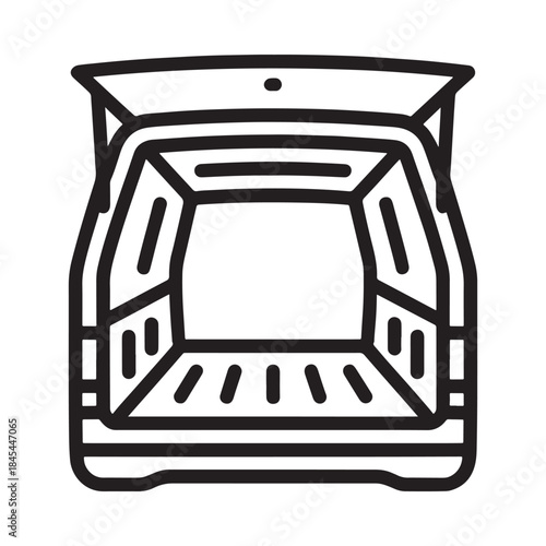 Open car trunk outline illustration showing interior space and rear compartment