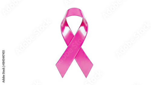 Pink Ribbon Symbolizing Breast Cancer Awareness on White Background
