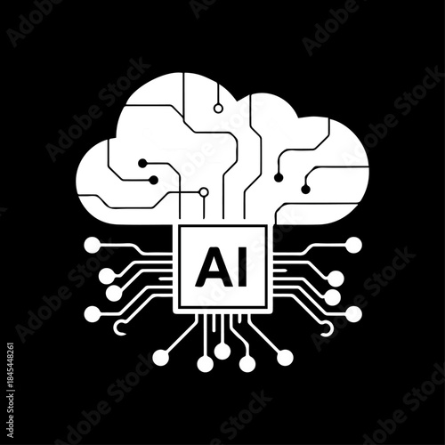 Innovative Cloud Computing Platform Integrated with Artificial Intelligence Circuitry, Symbolizing Advanced Digital Technology and Intelligent Network Solutions