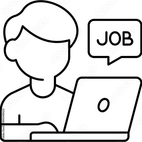 Line Art Job Application Icon