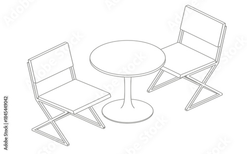 Bistro set with two folding chairs and table