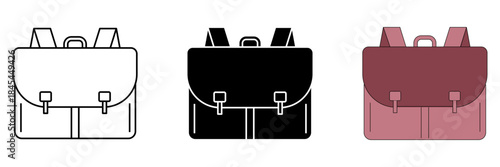Bag school set icon on white background