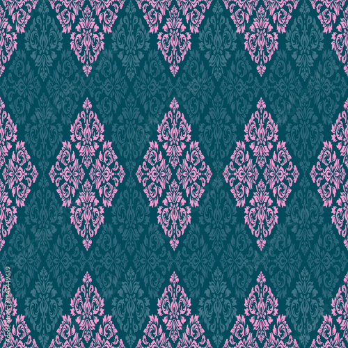 Classic Damask Seamless
Pattern - Vector Illustration for Elegant Textile
Design,Damask,Jacquard loom, Brocade, Satin weave,ethnic, geometric, textile, fabric, motif, retro, 