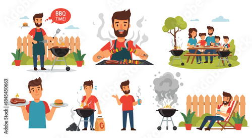 Barbecue party scene with family and friends