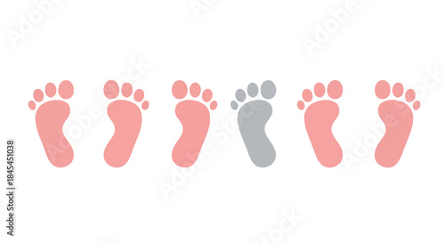 Baby footprints sequence with transparent background