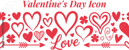 Red Valentine's Day Heart Border and Divider Vector