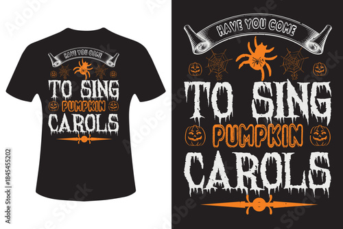 Halloween t shirt design with spooky typography and orange accents
