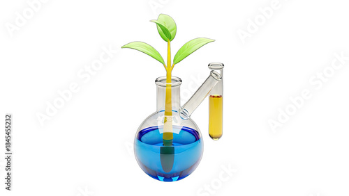 Wallpaper Mural Plant Growing in a Flask with Test Tube, Science Concept Torontodigital.ca