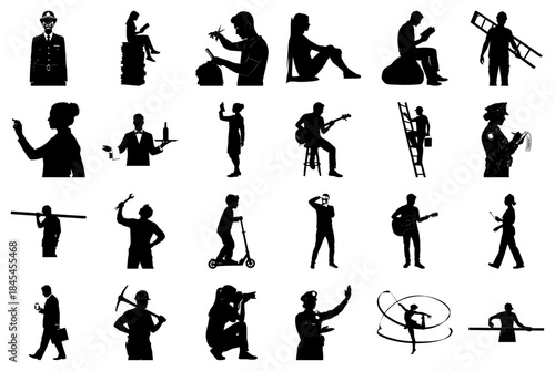 Collection of diverse professional and recreational silhouettes
