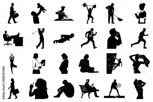 Collection of Human Silhouettes in Diverse Poses and Actions