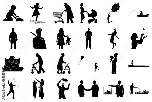 Collection of Silhouettes of People and Activities Keywords silhouette, people, man, woman
