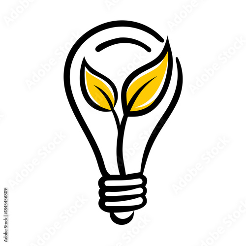 Eco light bulb with yellow leaves leaf green energy