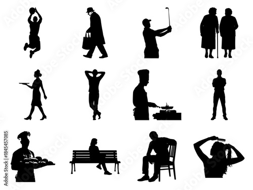 Silhouette Collection Of People In Various Activities Keywords silhouette, people, man, woman_1