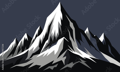 Sharp Jagged Mountain Peaks snow white