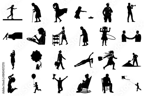 Silhouettes Depicting a Range of Human Actions and Interactions Keywords silhouette, people