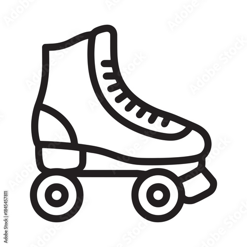Simple black and white line drawing of a single roller skate