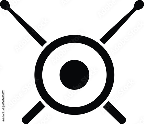Black Drumsticks Crossed Over Target Symbol bullseye