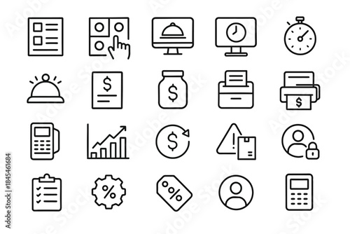 Collection of business and finance line icons