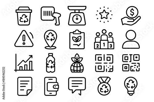 Eco-friendly icons set: recycling, sustainability, and environmental symbols