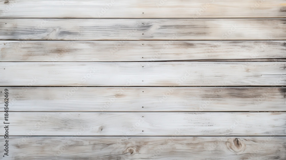 Naklejka premium A close-up view of weathered wooden planks in a light tone, featuring a rustic texture and natural grain patterns.