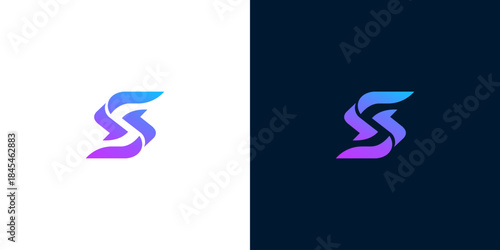 Modern abstract letter S logo design in gradient colors, concept of innovation and dynamic movement