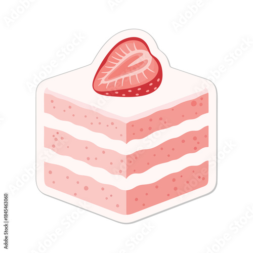 Deliciously frosted strawberry cake slice, a sweet treat perfect for celebrations or everyday indulgence