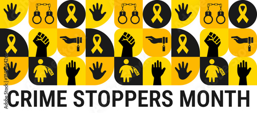 Crime Stoppers Month Geometric shape pattern background, banner, card or poster design template is observed every year during January, to raise awareness about the mission. Vector illustration.