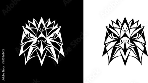 Geometric Eagle Head Emblem, Majestic Bird of Prey Logo Design