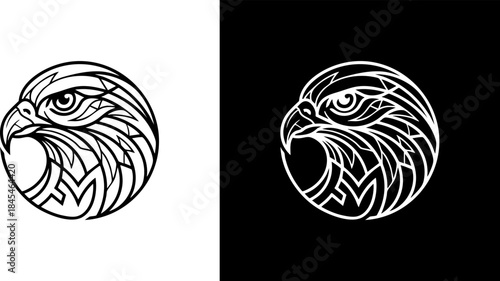 Majestic Eagle Head Circle Emblem Vector Illustration for Brand Identity and Design Projects Featuring a Powerful Bird of Prey Mascot
