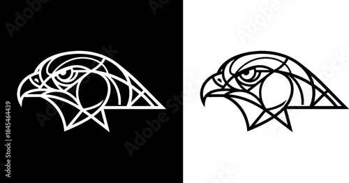 Geometric Hawk Head Silhouette, Abstract Symbol of Freedom and Strength