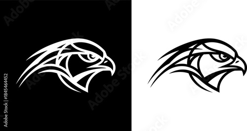 Striking monochrome eagle head logo design, embodying agility, determination, and visionary strength, perfect for modern branding and powerful symbolism