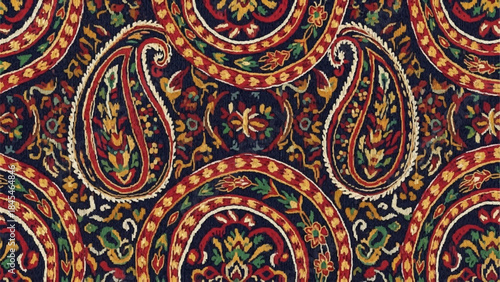 Intricate Paisley Pattern Textile Design.