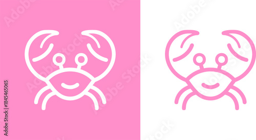 Cute Minimalist Cartoon Crab Vector Icon Illustration - Simple Smiling Crustacean Line Art Design Element for Nautical, Seafood, or Summer Themes