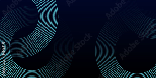 Blue abstract background with glowing circles. Swirl circular lines pattern. Geometric spiral. Twirl element. Modern graphic desi