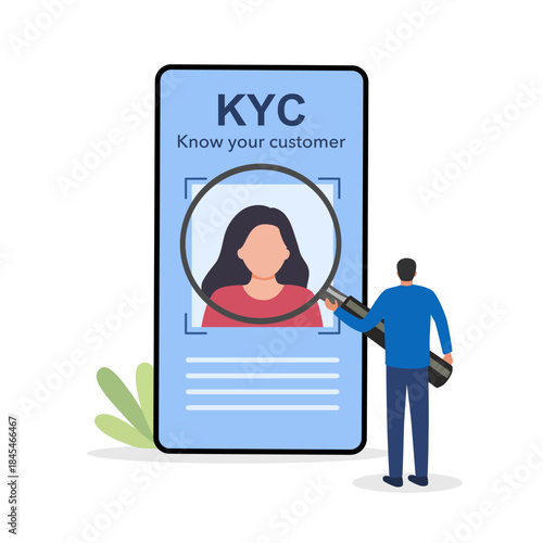 Know your customer or digital kyc concept illustration. Illustration for website, landing page, mobile app, poster and banner. Trendy flat vector illustration