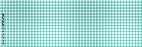​Seamless teal and white classic gingham plaid pattern for background, textile, wallpaper, or summer picnic decoration.