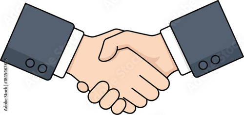 Business handshake agreement partnership deal contract closing concept cartoon illustration isolated on white background