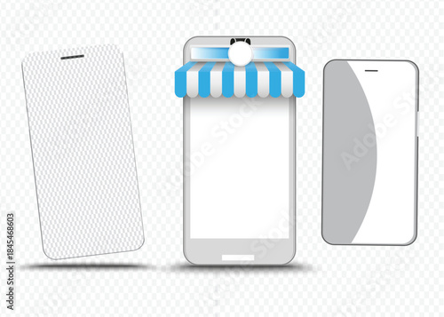 Hand holding the black smartphone Transparent of PNG image with blank screen and modern frameless design - isolated transparent background