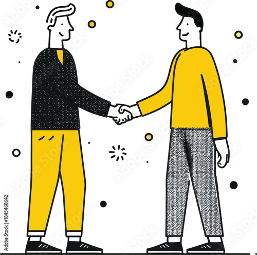 Two business people shaking hands illustration deal agreement partnership handshake successful collaboration cartoon style