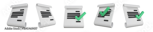Fotografia 3D document icon showing task completion and approval status