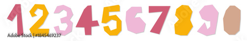 0 to 9 cutout numbers of paper. vector illustration