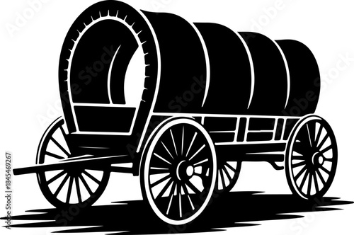 western covered wagon silhouette vector illustration