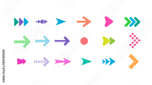 Colorful arrow indicators showing movement, progress, and user interaction flow. Useful for UX/UI videos, onboarding animations, or tutorials.