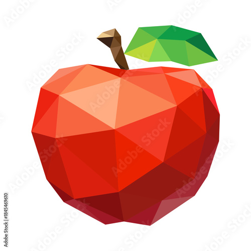 Low-poly apple illustration representing healthy food and minimalist design aesthetics. Suitable for nutrition apps, food branding, or educational content.