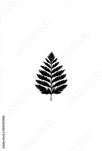 Minimal fern logo icon in black silhouette style, isolated on a white or transparent PNG background. Ideal for branding, eco projects, botanical designs, logos, packaging, and modern nature-themed 